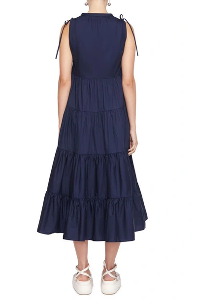 Simkhai Atlanta Tiered Cotton Dress In Midnight