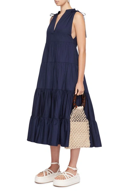 Shop Jonathan Simkhai Atlanta Tiered Cotton Dress In Midnight