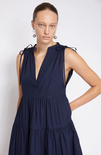 Shop Jonathan Simkhai Atlanta Tiered Cotton Dress In Midnight