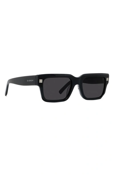 Shop Givenchy Gv Day 53mm Square Sunglasses In Shiny Black / Smoke