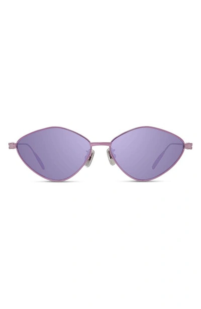 Shop Givenchy Gv Speed 57mm Geometric Sunglasses In Shiny Pink / Smoke Mirror