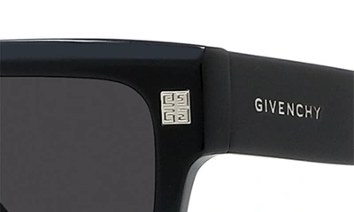 Shop Givenchy Gv Day 53mm Square Sunglasses In Shiny Black / Smoke