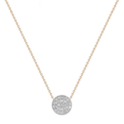 Shop Dana Rebecca Designs Lauren Joy Medium Disc Necklace In Rose Gold,white Gold