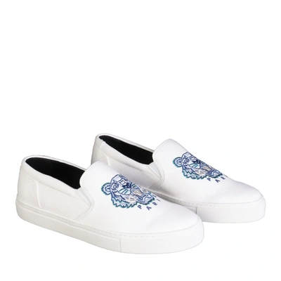 Shop Kenzo Icon Tiger Slip-on Men's Sneakers In White