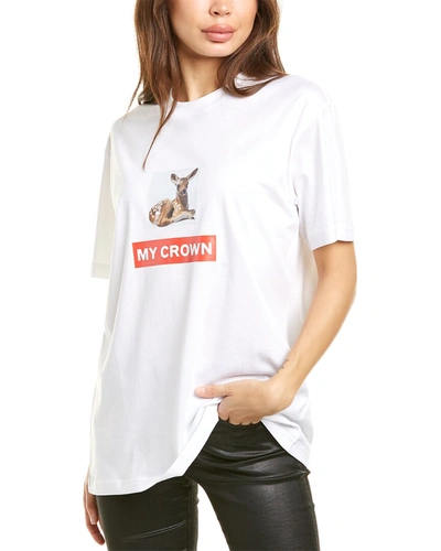 Shop Burberry Montage Print Oversized T-shirt In Beige