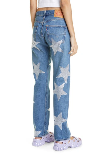 Shop Collina Strada X Levi's® Star Capsule Rhinestone 501® Straight Leg Jeans In Silver Star