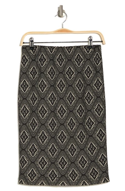 Renee C Geo Print Pencil Skirt In Black