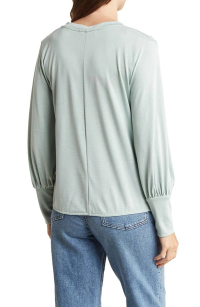 Renee C V-neck Long Sleeve Solid Top In Sage