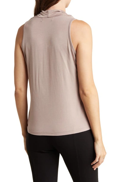 Renee C Sleeveless Cowl Neck Top In Taupe