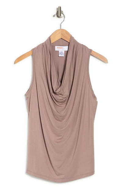 Renee C Sleeveless Cowl Neck Top In Taupe