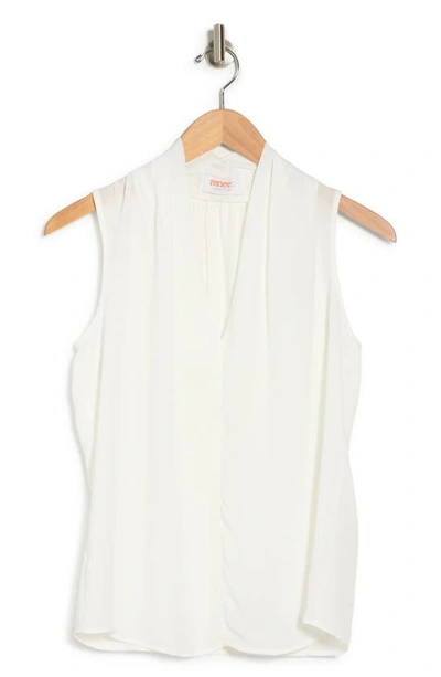 Renee C Solid V-neck Sleeveless Top In Ivory