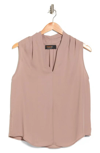 Renee C Solid V-neck Sleeveless Top In Taupe