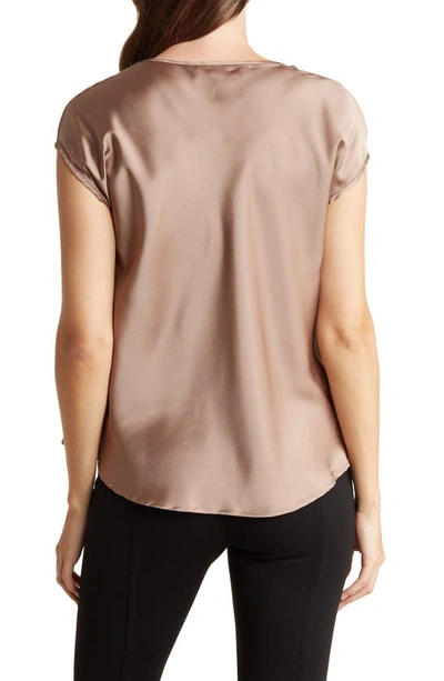 Renee C Cowl Neck Cap Sleeve Satin Top In Dune