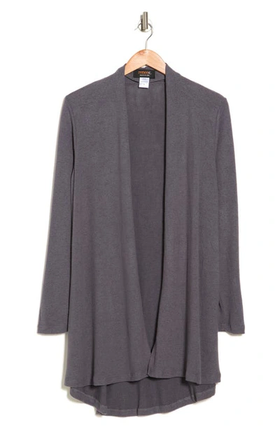 Renee C Brushed Knit Open Front Cardigan In Dark Cement