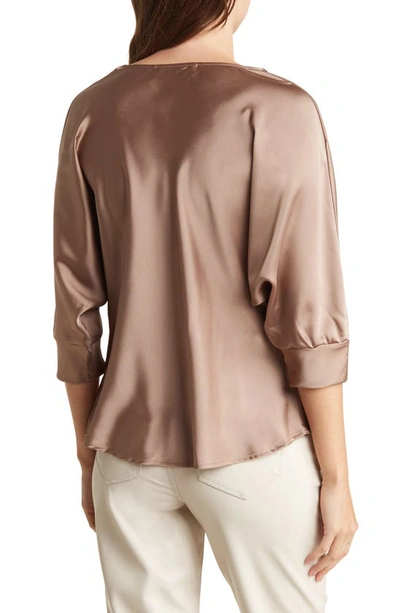 Shop Renee C Cowl Neck Satin Blouse In Dune