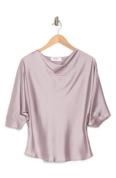 Renee C Cowl Neck Satin Blouse In Dusty Lavender