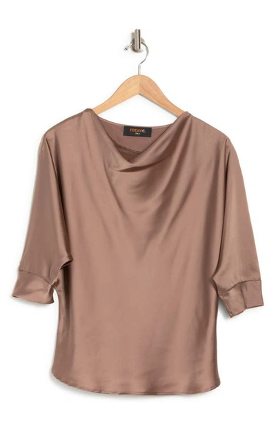 Shop Renee C Cowl Neck Satin Blouse In Dune