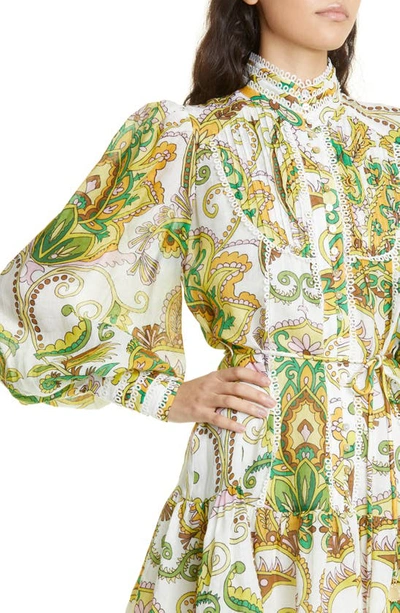 Shop Alemais Octavia Paisley Long Sleeve Minidress In Ivory