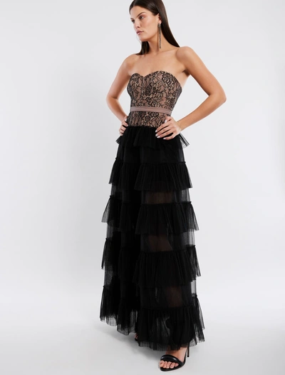 Shop Bcbgmaxazria Cerise Ruffle Evening Gown In Black