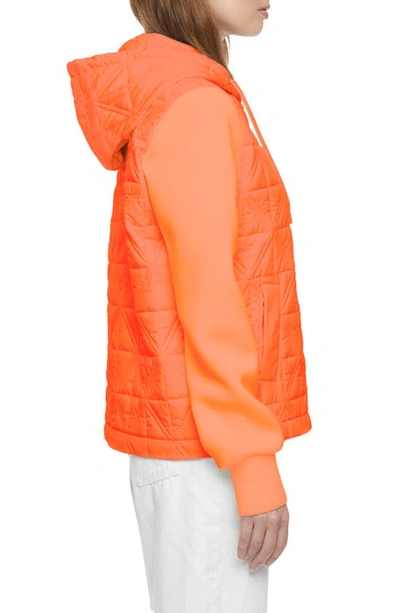 Shop Bernardo Mixed Media Quilted Jacket In Spicy Orange