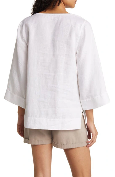 Tommy Bahama Costalina Lace-up Linen Tunic In White
