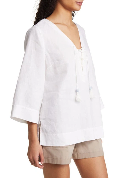 Tommy Bahama Costalina Lace-up Linen Tunic In White