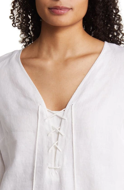 Tommy Bahama Costalina Lace-up Linen Tunic In White
