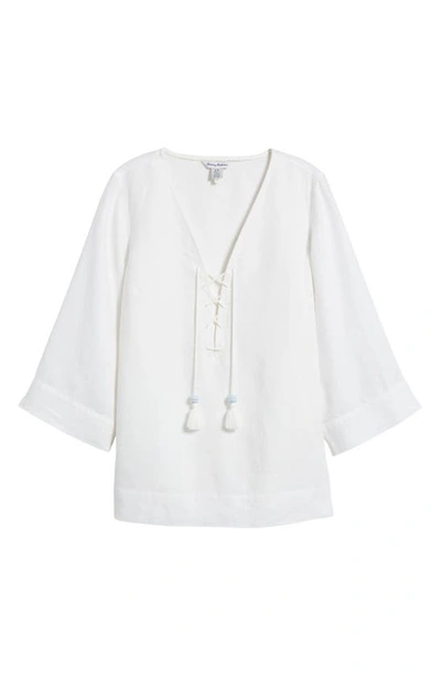 Tommy Bahama Costalina Lace-up Linen Tunic In White