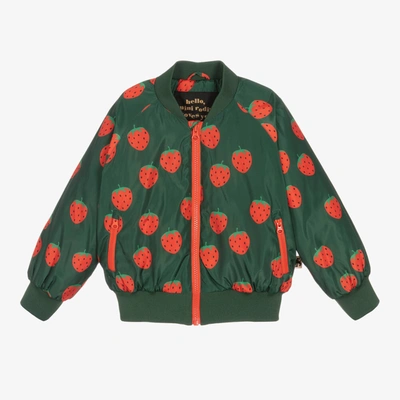 Shop Mini Rodini Girls Green Strawberry Bomber Jacket