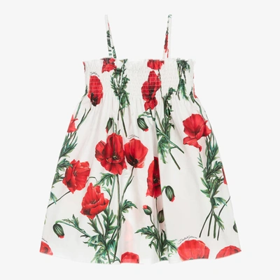 Shop Dolce & Gabbana Girls White Poppy Logo Dress