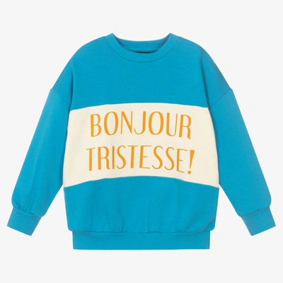 Mini Rodini Blue & Ivory Organic Cotton Sweatshirt In Blue