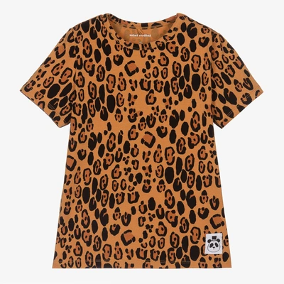 Shop Mini Rodini Girls Brown Leopard T-shirt