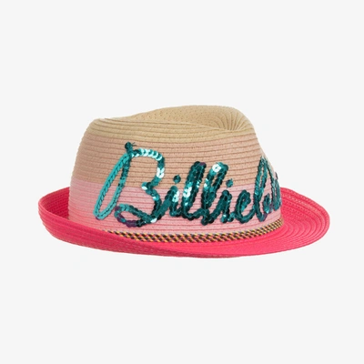 Shop Billieblush Girls Beige & Pink Straw Trilby Hat