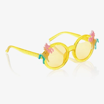 Shop Billieblush Girls Yellow Unicorn Sunglasses (uv400)