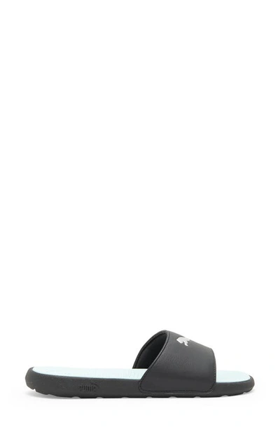 Puma Cool Cat 2.0 Lux Slide Sandal In  Black-silver-fair Aqua