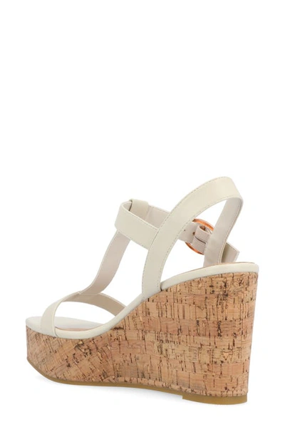 Journee Collection Matildaa Tru Comfort T-strap Platform Wedge Sandal In Bone