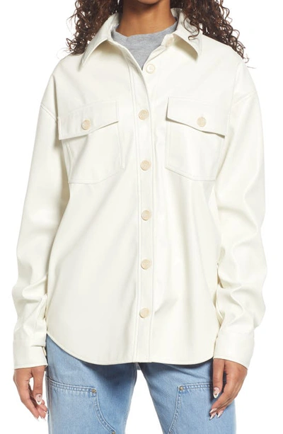 Shop Thread & Supply Faux Leather Shirt Jacket In Cream