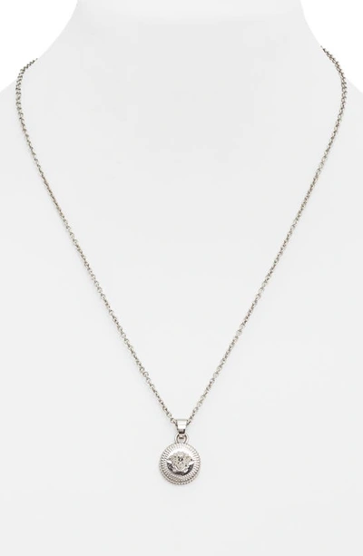 Versace Medusa Coin Pendant Necklace In Palladium