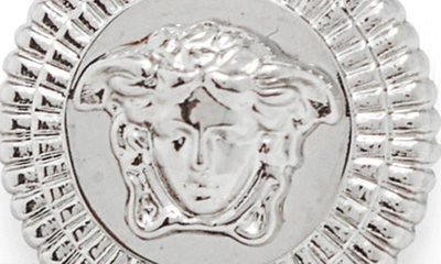Shop Versace Medusa Coin Pendant Necklace In Palladium