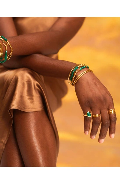 Shop Monica Vinader Rio Gemstone Ring In 18ct Gold Vermeil - Green