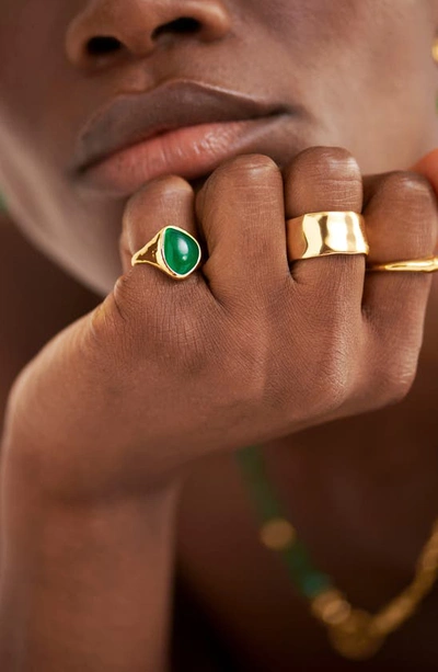 Shop Monica Vinader Rio Gemstone Ring In 18ct Gold Vermeil - Green
