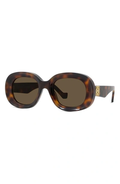 Shop Loewe Chunky Anagram 49mm Oval Sunglasses In Dark Havana / Brown