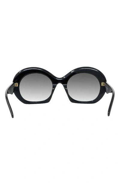 Shop Loewe Curvy 55mm Gradient Round Sunglasses In Shiny Black / Gradient Smoke