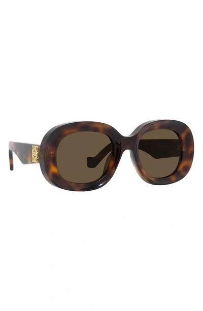 Shop Loewe Chunky Anagram 49mm Oval Sunglasses In Dark Havana / Brown