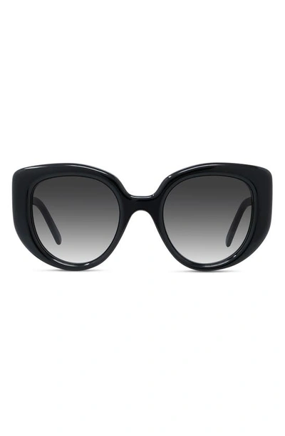 Shop Loewe Curvy 49mm Gradient Butterfly Sunglasses In Shiny Black / Gradient Smoke