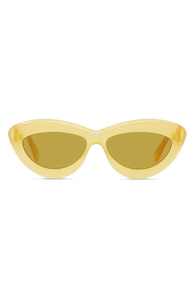 Shop Loewe Curvy Logo 54mm Cat Eye Sunglasses In Shiny Yellow / Roviex