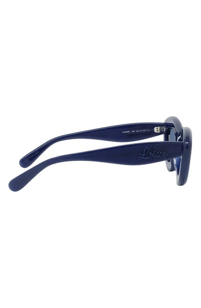 Shop Loewe Curvy Logo 54mm Cat Eye Sunglasses In Shiny Blue / Blue