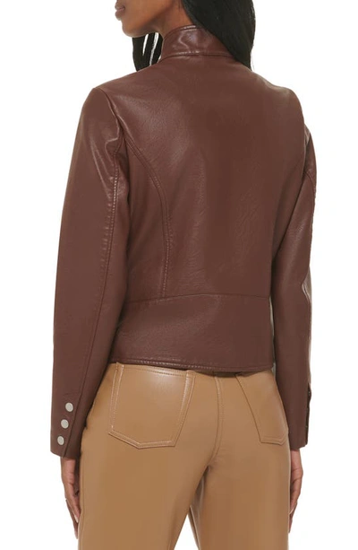 Shop Levi's Faux Leather Racer Jacket In Chocolate Brown