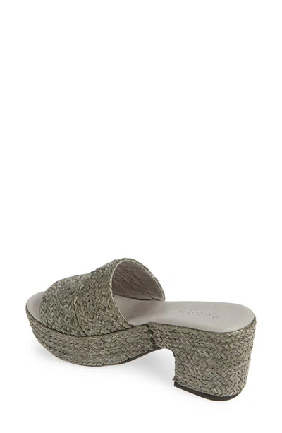 Chocolat Blu Raffia Platform Slide Sandal In Dark Grey Raffia