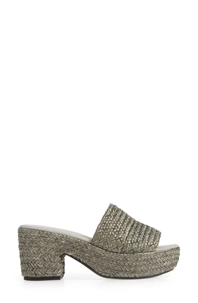 Chocolat Blu Raffia Platform Slide Sandal In Dark Grey Raffia